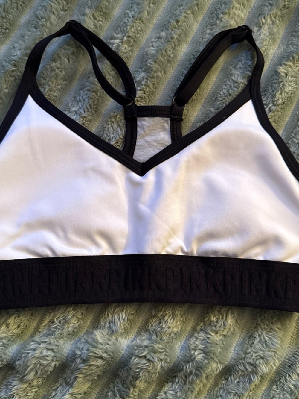 PINK Victoria's Secret Contrast Trim White & Black Sports Bra